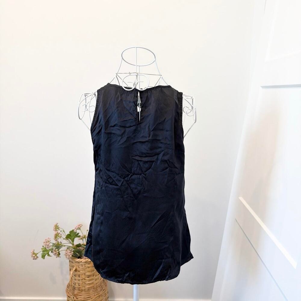 Cute vintage y2k silk navy ruffle silk tank - Picture 4 of 6